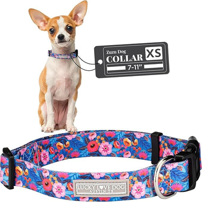 Lucky Love Dog - Adjustable Dog Collar with Easy Click Buckle for Small Dogs, Durable, & Comfortable Collar for Male & Female Dogs, Pet Collar for Puppies & Adult Dogs - Zuzu, XS