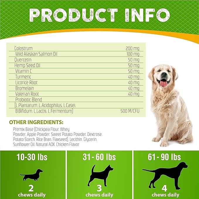 Dog Allergy Relief Chews - Dog Itch Relief - Omega 3 Fish Oil + Probiotics - Itchy Skin - Seasonal Allergies - Anti Itch Support & Hot Spots - Immune Supplement for Dogs