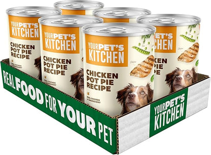 Your PET'S Kitchen Wet Dog Food, Chicken Pot Pie Recipe - 13.2 oz Cans (Pack of 6), Made in The USA with Real Chicken