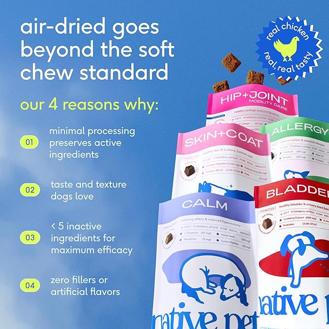 Native Pet Dog UTI Treatment - Cranberry Supplement for Dogs - Supports Normal Bladder Function, Urinary Tract & Kidney Health - Real Cranberry Extract, D-Mannose & Probiotics - Air-Dried - 60 Chews