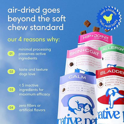 Native Pet Dog UTI Treatment - Cranberry Supplement for Dogs - Supports Normal Bladder Function, Urinary Tract & Kidney Health - Real Cranberry Extract, D-Mannose & Probiotics - Air-Dried - 60 Chews