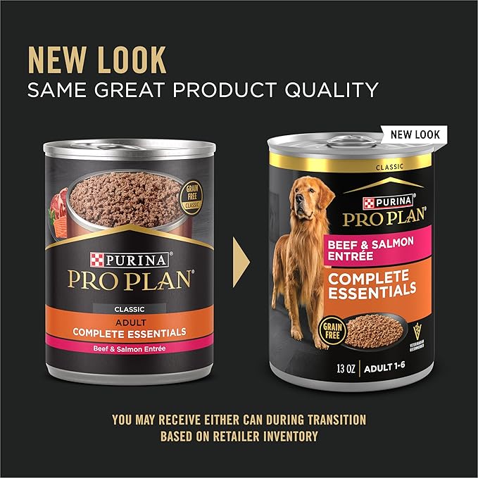 Purina Pro Plan Dog Food Grain Free, Classic Beef and Salmon Entrée - (Pack of 12) 13 oz. Cans