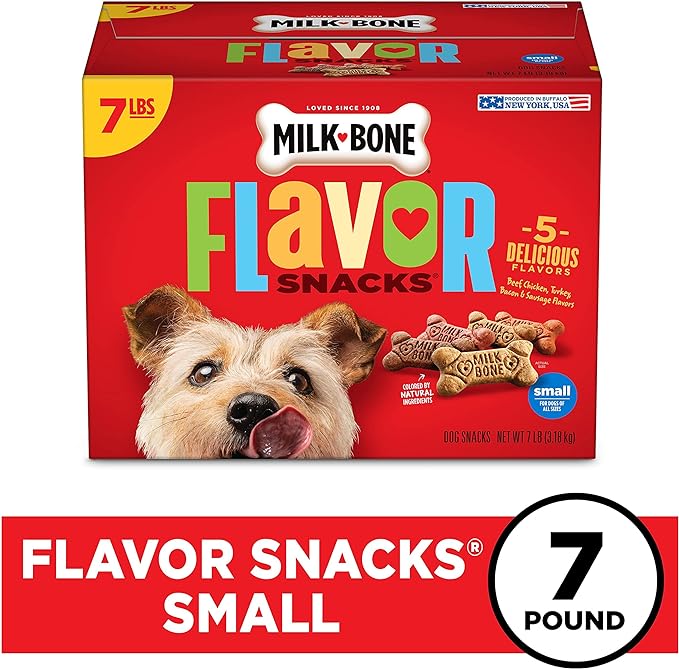 Milk-Bone Dog Treats, Flavor Snacks, Small Biscuits, 14lbs | 2 Pack of 7lbs | Crunchy Texture | Reduces Tartar