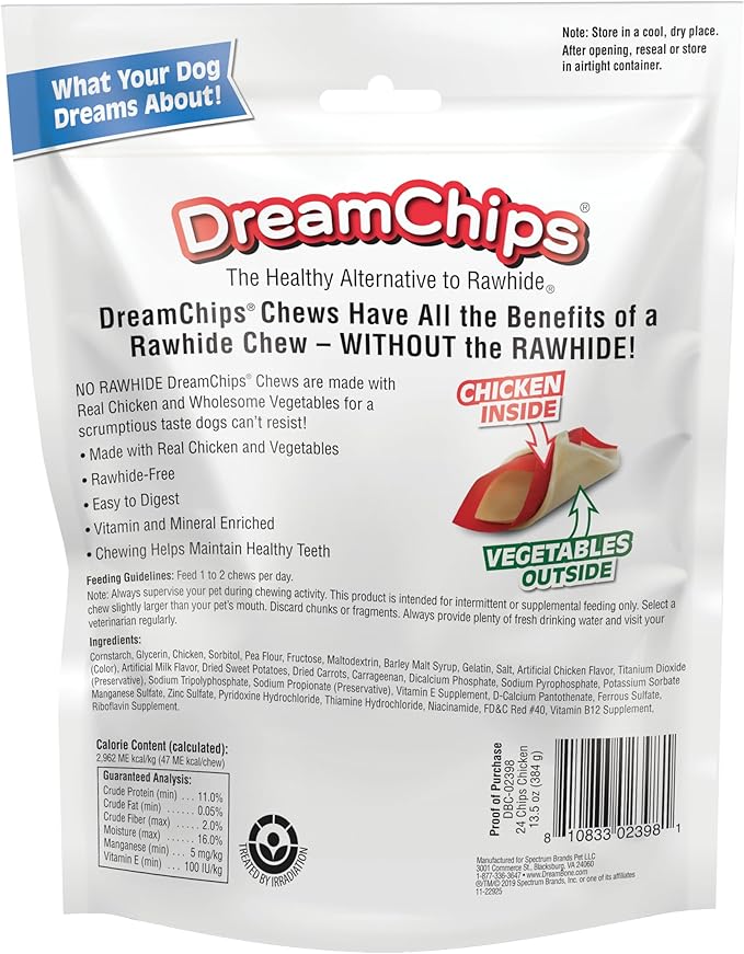 DreamBone DreamChips, Rawhide Free Dog Chews Made with Real Chicken and Vegetables, 24 Count