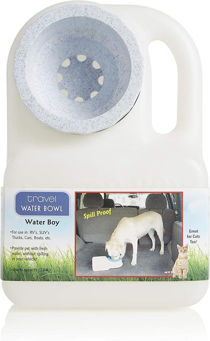 Lixit® Water Boy Portable Travel Dog Bowl - 3 Quart Spill Free Self Filling Pet Water Bowl - Made in USA (White, 2 Pack)