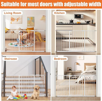 keny 29"-55" Extra Wide Baby Gate, Pressure Mounted No Drilling Dog Gate for Stairs Doorways, Easy Walk Through Safety Gate for Babies or Pets, 30" Tall, White