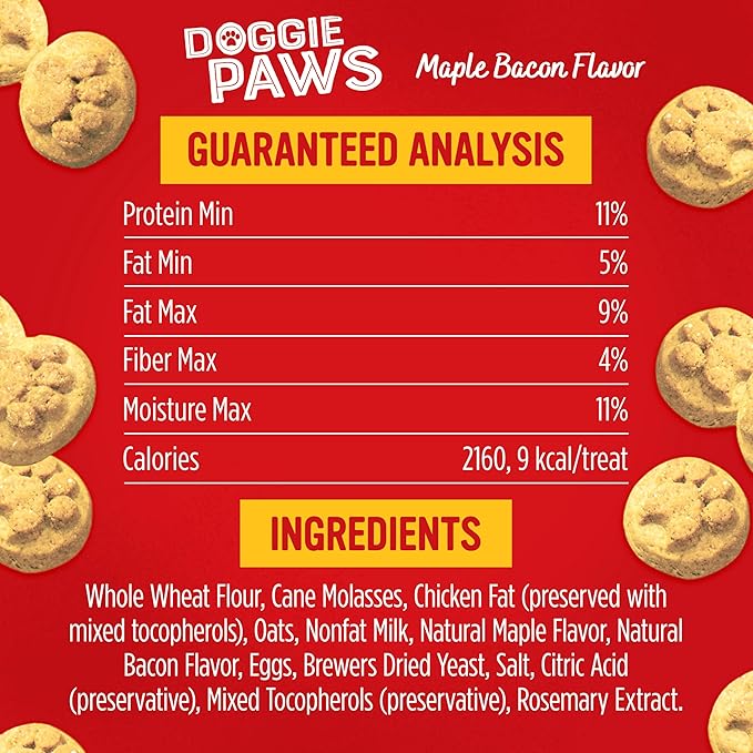 Blue Dog Bakery Natural Dog Treats, Doggie Paws, Maple Bacon Flavor, 16.2oz (1 Count)
