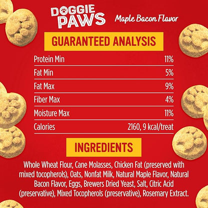 Blue Dog Bakery Natural Dog Treats, Doggie Paws, Maple Bacon Flavor, 16.2oz (6 Count)