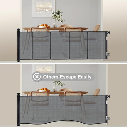 200 inches Extra Wide Retractable Baby Gate, 41.5 inches Tall Mesh Safety Gate for Oversized Openings, Living Rooms, Patios, Child & Pet Barrier for Indoor Outdoor Use, Black