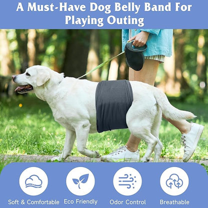 5 Pack Dog Diapers Male Reusable, Premium Belly Bands for Dogs, High Absorbing Male Dog Pee Wraps for Doggie in Incontinence or Excitable Urination and Training Black XS