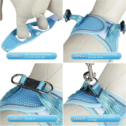 YIMEIS Dog Harness and Leash Set, No Pull Soft Mesh Pet Harness, Reflective Adjustable Puppy Vest for Small Medium Large Dogs, Cats (Sky Blue, Medium (Pack of 1)