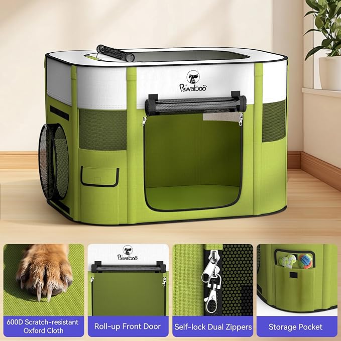 Pawaboo 2-in-1 Pet Playpen for Dog Cat, Portable Puppy Playpen with 600D Oxford, Divisible Pet Tent for Indoor and Outdoor Travel Use of Kitten and Puppy, Foldable Dog Enclosure