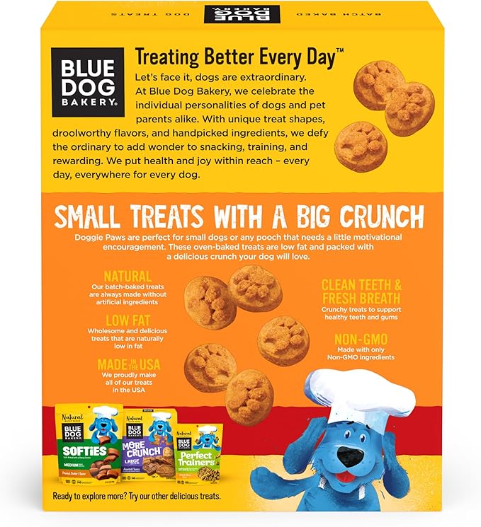 Blue Dog Bakery Natural Dog Treats, Doggie Paws, Maple Bacon Flavor, 16.2oz (1 Count)