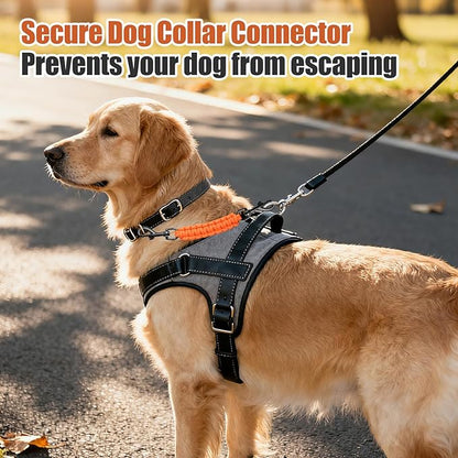 Dog Collar Safety Clip with Dual Clasps,Handmade Backup Safety Strap for Dog Harness, Collars and No Pull Harness Connectors (Orange)