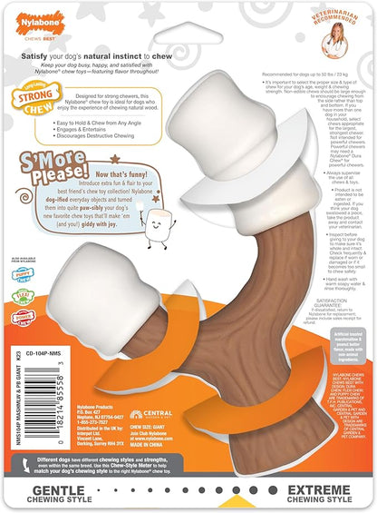Nylabone Marshmallow Stick Strong Chew Toy for Dogs, Dog Toys for Moderate & Aggressive Chewers, Marshmallow & Peanut Butter Flavor, Large - Up to 50 lbs, 1 Count