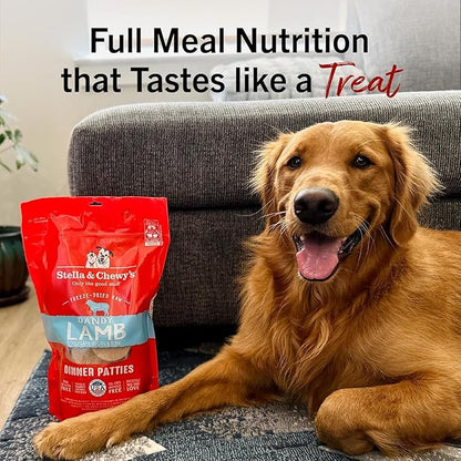 Stella & Chewy's Freeze-Dried Raw Dinner Patties - Dandy Lamb Recipe - High Protein Grain-Free Puppy & Dog Food - Perfect for Picky Eaters - 25 oz,(Pack of 2)