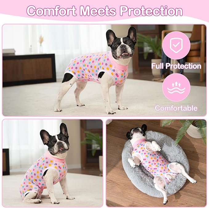 Coppthinktu Recovery Suit for Dogs After Surgery, Dog Onesie Surgery Recovery Suit for Female Spay, Soft Surgical Pajamas Bodysuits for Puppy to Prevent Licking Dog Cone Alternative Dots M