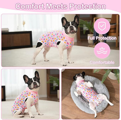 Coppthinktu Recovery Suit for Dogs After Surgery, Dog Onesie Surgery Recovery Suit for Female Spay, Soft Surgical Pajamas Bodysuits for Puppy to Prevent Licking Dog Cone Alternative Dots M
