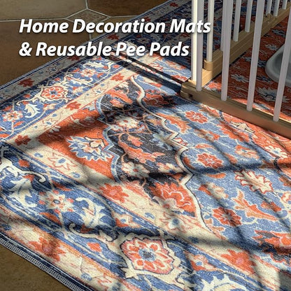 nunubaby Washable Pee Pads for Dogs, Stylish, Non-Slip and Leak-Proof Pee Pads. Reusable Potty Pads for Dogs for Crates and Floors.(Red/Floral, 31" x36" )