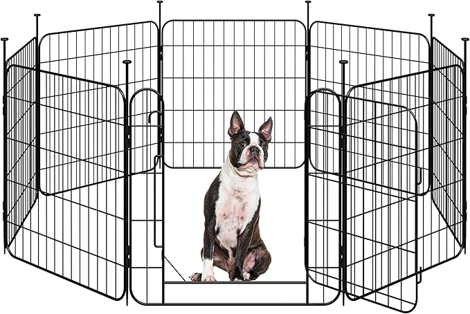 Yaheetech Expandable Dog Playpen, 8 Panel 24 inch Puppy Playpen with Door Indoor/Outdoor Pet Fence for Small Medium Dogs
