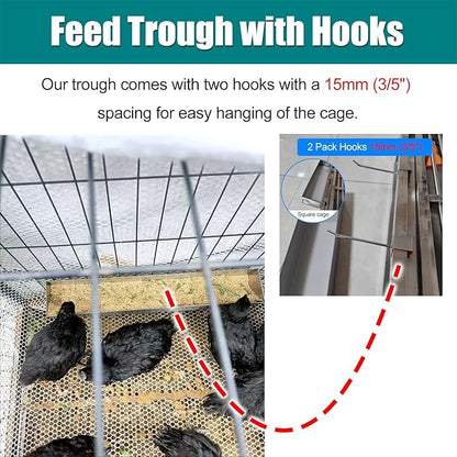 Animal Water Trough Outdoor 8 15 23 35 39 in, Pigeon Chicken Duck Goose Rabbits Hay Feeder, Stainless Steel Small Feeding Trough Set for Livestock/Poultry(H 7cm(2 3/4"),L 60cm (23 3/5"))
