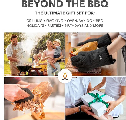 Smoker Gloves and Meat Claws | Instant-Read Thermometer, Timer & Brush | No.1 Heat Resistant Grill & Smoker Accessories Kit | BBQ Gloves & Pulled Pork Claws | Gift Set for Gas Charcoal & Pellet Grills