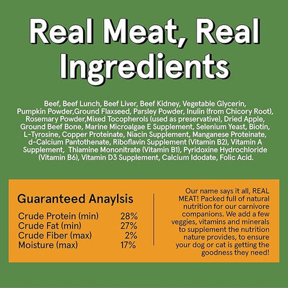 Real Meat Air Dried Dog Food w/ Real Beef - 10lb Bag of USA-Crafted Grain-Free, High Protein Dog Food