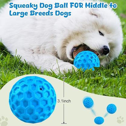 Squeaky Dog Toys for Aggressive Chewers, Indestructible Dog Balls for Aggressive Chewers, Squeaky Balls for Dogs, Interactive Toys for Large Dogs, Funny Heavy Duty Ball