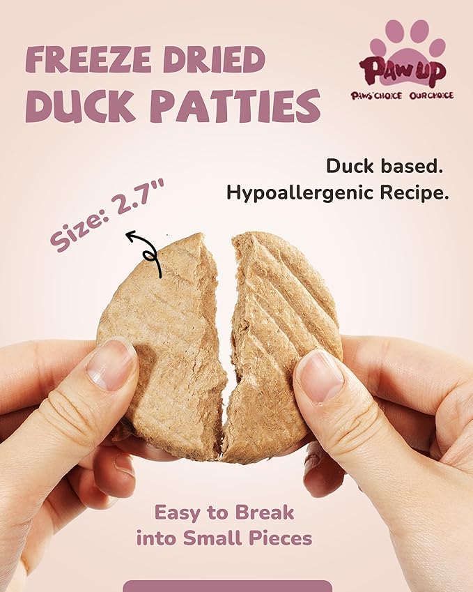 PAWUP Freeze Dried Duck Dog Food Topper – Sensitive Stomach & Hypoallergenic Formula, High Protein Grain-Free Dog Treats and Meal Topper for Picky Eaters, 14 oz