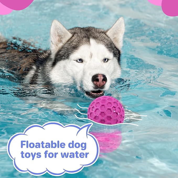 Tough Squeaky Dog Balls Puppy Toys, Interactive Dog Toys for Small Dogs, Puppy Chew Toys for Teething and Relax, Dogs Chew Toy Small Balls Dog Toys for Small Breed, Outdoor Dog Toy for Dogs