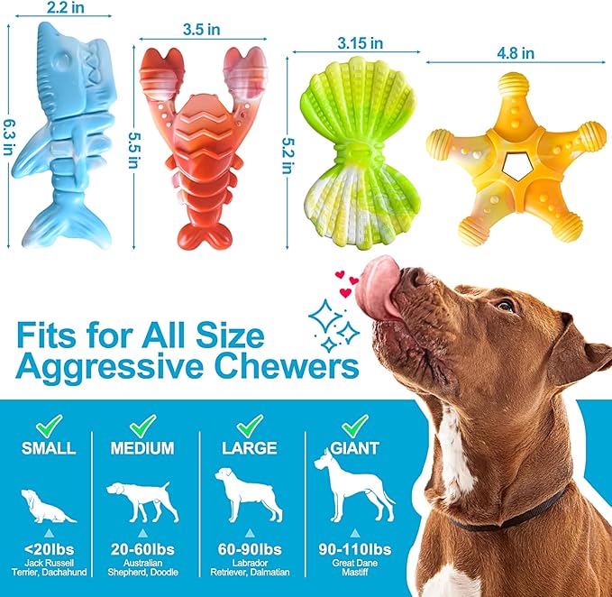 PETSTA Dog Chew Toys for Aggressive Chewers, Durable Dog Toys for Large Dogs, Heavy Duty Dog Toys/Large Dog Toys/Indestructible Dog Toys, Tough Dog Toys for Medium/Large Dogs Breed (New 4 Pack)