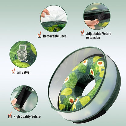 Inflatable Dog Cone, Soft Dog Cone Collar After Surgery for Alternative with Enhanced Anti-Licking Guard Shield Adjustable Detachable, Elizabethan Collar (L, Avocado)