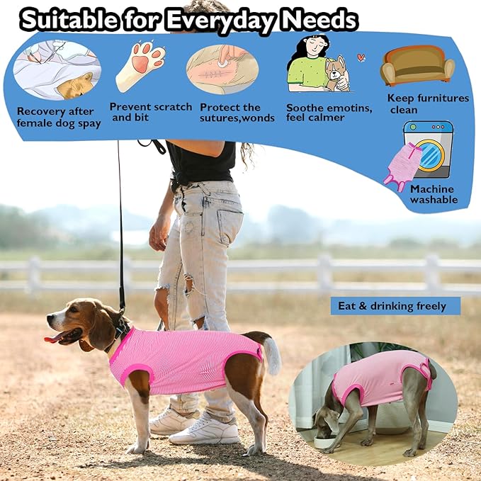 Recovery Suit for Dogs,Dog Cone Alternative Zipper Surgery Suit Female Spay,Soft Dog Surgery Suit for Anti Licking,Breathable Surgical Suit for Dogs Female Spay