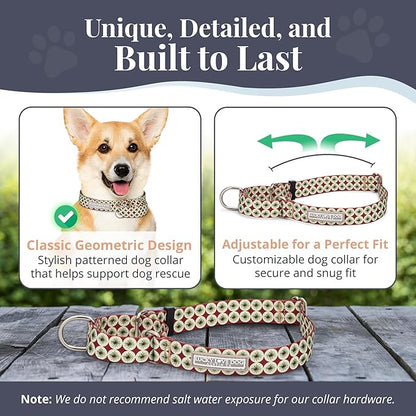 Lucky Love Dog Martingale Dog Collar - Adjustable, No-Slip, Durable, & Soft Webbing Collar for Male and Female Dogs Ideal for Training & Walking - in Unique Pongo Pattern, Small