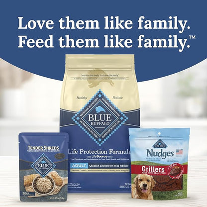 Blue Buffalo Tender Shreds Tasty Chicken Toppers in Savory Broth, Natural Dog Food Complement, Chicken, 2.5-oz. Pouch, 24-Count