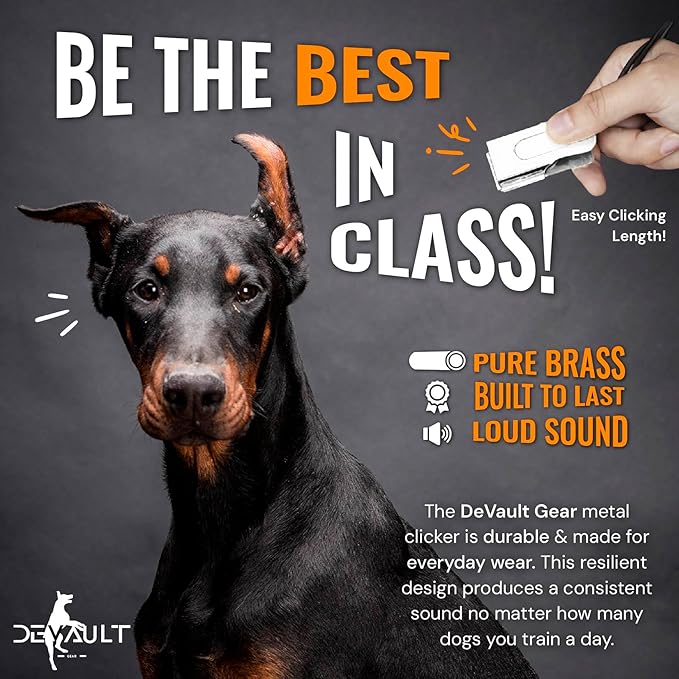 Metal Clickers for Dog Training – White Dog Clicker for Training with Loud Crisp Sound for Behaviour Reward – Brass Style with Magnetic Clasp and Velvet Pouch – 1 Unit Pet Clicker