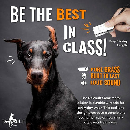 Metal Clickers for Dog Training – White Dog Clicker for Training with Loud Crisp Sound for Behaviour Reward – Brass Style with Magnetic Clasp and Velvet Pouch – 1 Unit Pet Clicker