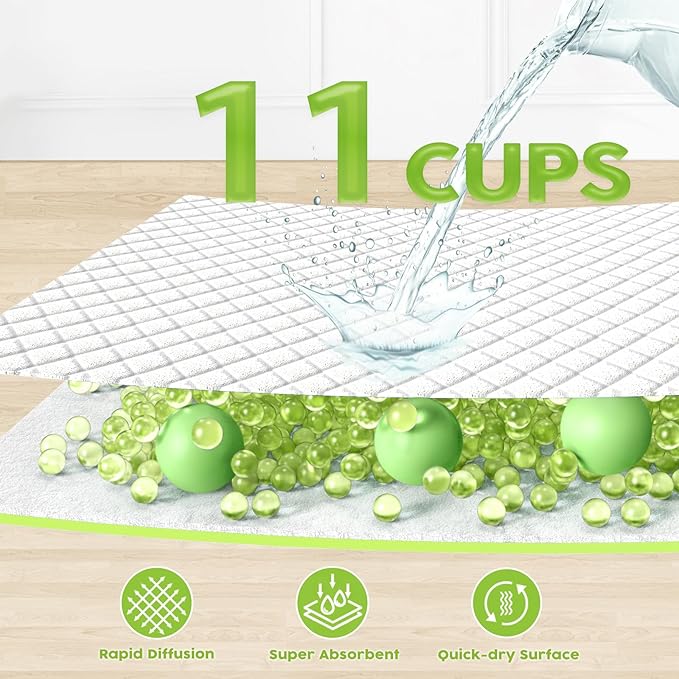 CROCI Dog Pads Extra Large 36x36in Daisy Pattern, Puppy Pads with Adhesive Tabs Super Absorbent Up to 11 Cups, Leak-Poof & Quick Dry Disposable (100 Counts)
