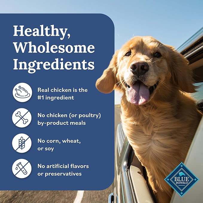 Blue Buffalo Tender Shreds Tasty Chicken Toppers in Savory Broth, Natural Dog Food Complement, Chicken, 2.5-oz. Pouch, 24-Count