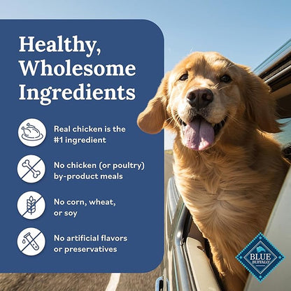Blue Buffalo Tender Shreds Tasty Chicken Toppers in Savory Broth, Natural Dog Food Complement, Chicken, 2.5-oz. Pouch, 24-Count