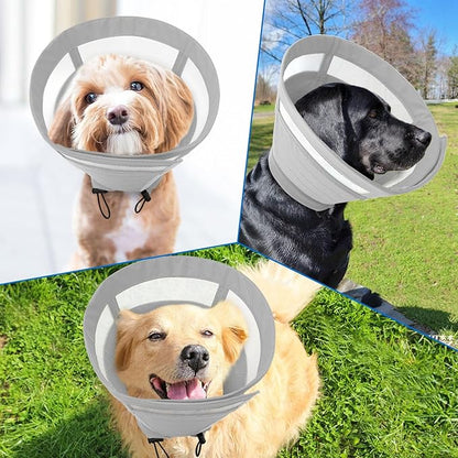 SAWMONG Soft Cone for Dogs – Small Dog Recovery Collar, Adjustable E-Collar to Stop Licking After Surgery (S, Gray)