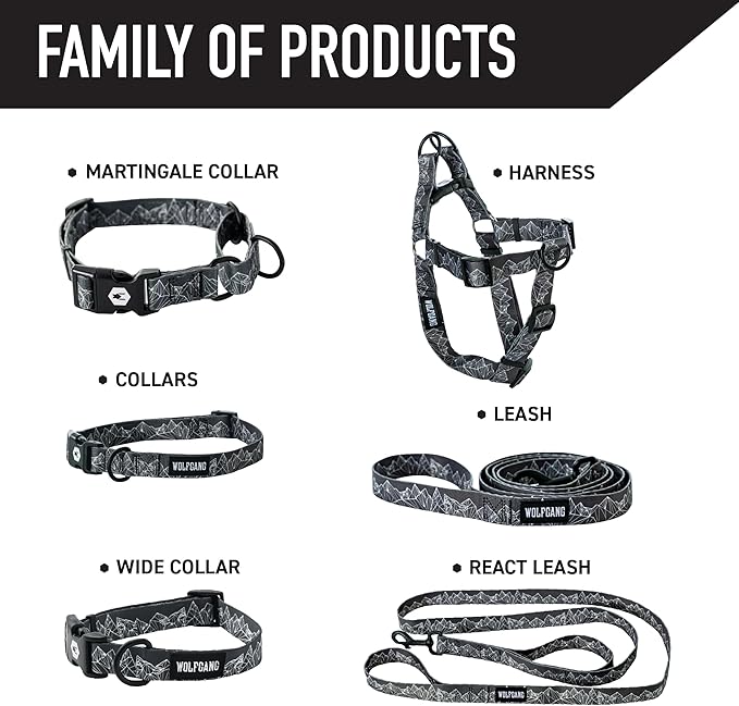 Wolfgang Heavy Duty Martingale Dog Collar with Quick Release Nylon Buckle for Walking & Training, WolfMountain Print, Small