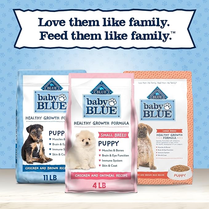 Blue Buffalo Dog Food, Chicken, Puppy, Small Breed | Healthy Growth Formula | With DHA | Oatmeal Recipe | 4-lb Bag Pack of 2