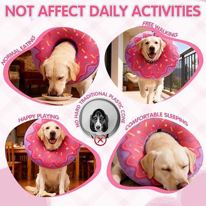 EXPAWLORER Large Widen Soft Dog Cone Collar - Inflatable Dog Neck Donut Collar Alternative After Surgery to Stop Licking,Adjustable Protective Recovery E Collar(Purple)