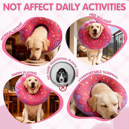 EXPAWLORER Large Widen Soft Dog Cone Collar - Inflatable Dog Neck Donut Collar Alternative After Surgery to Stop Licking,Adjustable Protective Recovery E Collar(Purple)