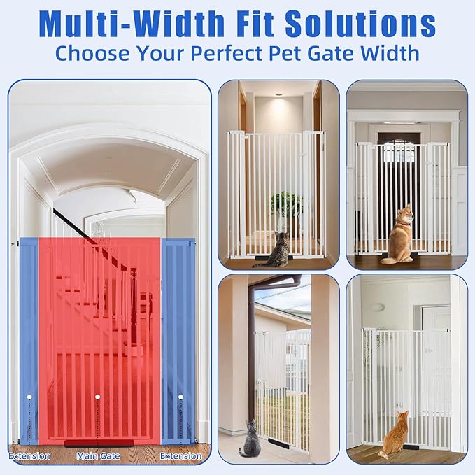 SHYUJAJIE 59 Inch Extra Tall Pet Gate for Cats,29.5-43" Adjustable Wide Dog Gates,No Drilling Pressure Mounted Walk Through Tall Cat Gate for Doorways,Hallway,Stairs