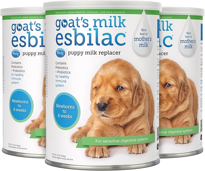 Pet-Ag Goat’s Milk Esbilac Powder - 12 oz, Pack of 3 - Powdered Puppy Formula with Prebiotics, Probiotics & Vitamins for Puppies Newborn to Six Weeks Old - For Sensitive Digestive Systems