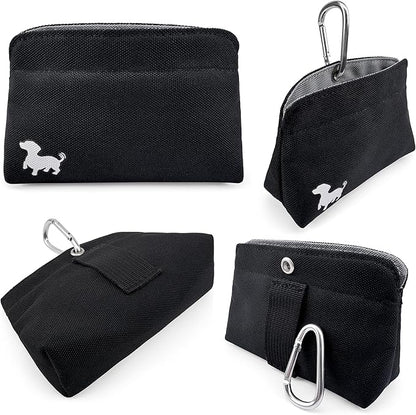 Pocket Sized Dog Treat Pouch - Treat Pouches for Pet Training - Medium Dog Treat Pouch with Magnetic Closure - Dog Walking Treat Bag for Dog Training - Black with Gray Interior