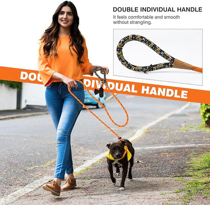 lynxking Slip Lead Dog Leash Reflective, Heavy Duty Comfortable Strong Rope for Large Medium Small Dogs No Pull Pet Training (Orange, 2PCS Large 1/2in x 6ft)