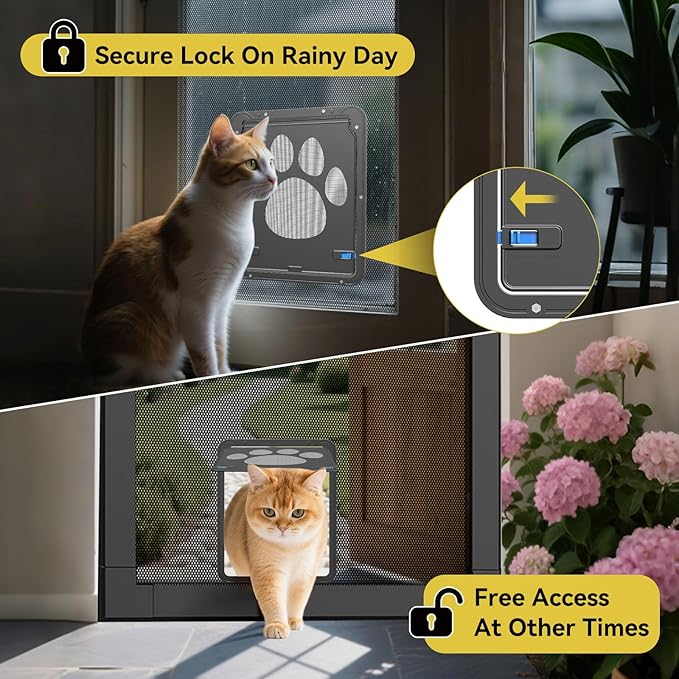 PETLESO Dog Door for Screen Door, Cat Door Screen Small Dog Door Insert for Sliding Door Easy Install, Small 8"×10"